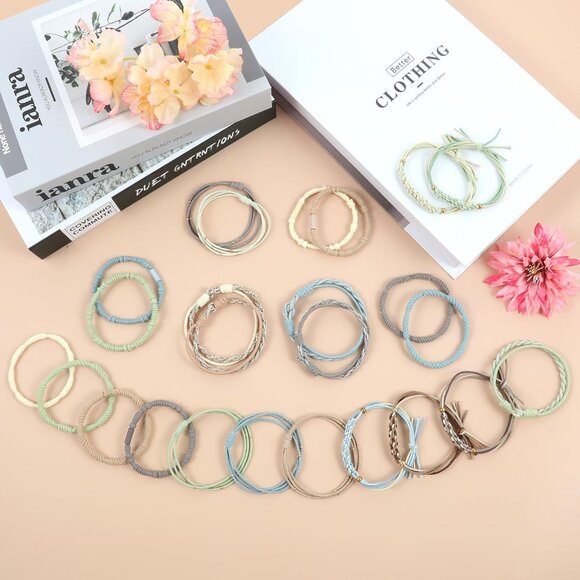 Chic 25 PCS Elastic Hair Ties with Beads - Gentle Hold for All Hair Types - Picture 7 of 7
